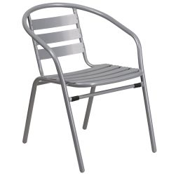 Steel Indoor & Outdoor Slat Back Chair - Silver