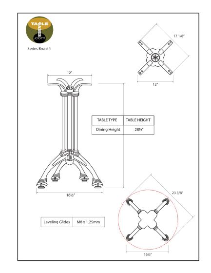 Bruni 4 Table Base - Heavy Duty