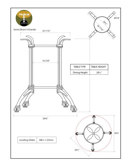 Bruni 4 Grande - Heavy Duty Table Base