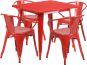 32" Square Metal Dining Table Set 