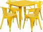 32" Square Metal Dining Table Set