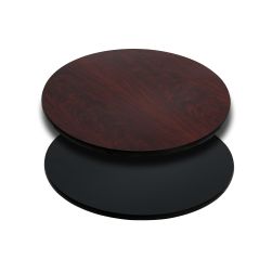 Reversible Laminate Top - Round - Black + Mahogany