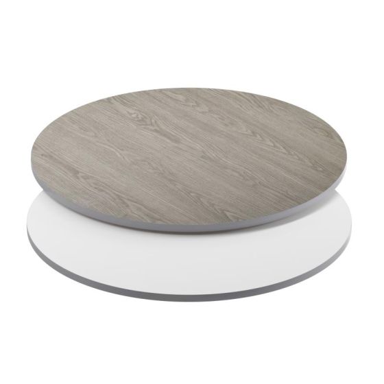 Reversible Laminate Top - 42" Round - White + Gray