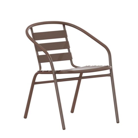 Steel Indoor & Outdoor Slat Back Chair - Bronze
