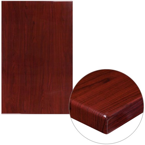 High-Gloss Resin Table Top - Mahogany