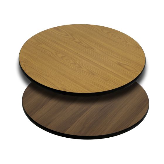 Reversible Laminate Top - 30" Round - Natural + Walnut