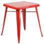 24" Square Metal Dining Table Set - Red