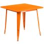 32" Square Metal Dining Table Set - Orange