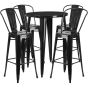 30" Round Metal Bar Table Table Set - Black