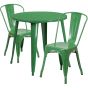 30" Round Metal Dining Table Set - Stack Chairs - Green