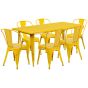 32" x 63" Rectangular Metal Dining Table Set - Four Chairs