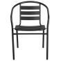 Steel Indoor & Outdoor Slat Back Chair - Black