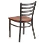 Ladder Back Metal Restaurant Chair - Clear Coat Frame -Cherry Wood Seat