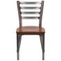 Ladder Back Metal Restaurant Chair - Clear Coat Frame -Cherry Wood Seat