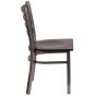 Ladder Back Metal Restaurant Chair - Clear Coat Frame - Walnut Wood Seat