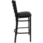 Ladder Back Metal Restaurant Bar Stool - Black Frame - Black Viinyl Seat