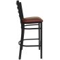 Ladder Back Metal Restaurant Bar Stool - Black Frame - Burgundy Viinyl Seat
