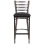 Ladder Back Metal Restaurant Bar Stool - Clear Coat Frame