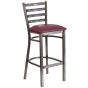 Ladder Back Metal Restaurant Bar Stool - Clear Coat Frame