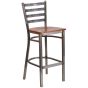 Ladder Back Metal Restaurant Bar Stool - Clear Coat Frame