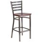 Ladder Back Metal Restaurant Bar Stool - Clear Coat Frame