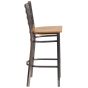 Ladder Back Metal Restaurant Bar Stool - Clear Coat Frame - Natural Wood Seat