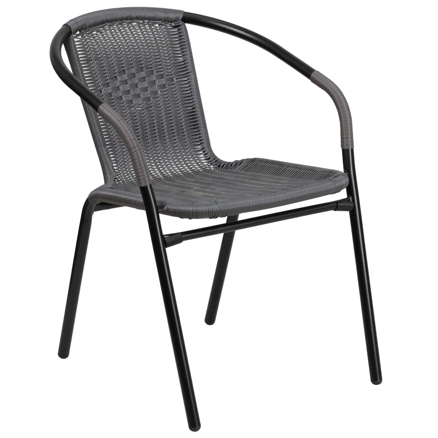 Steel Indoor & Outdoor Rattan Chair - Grey